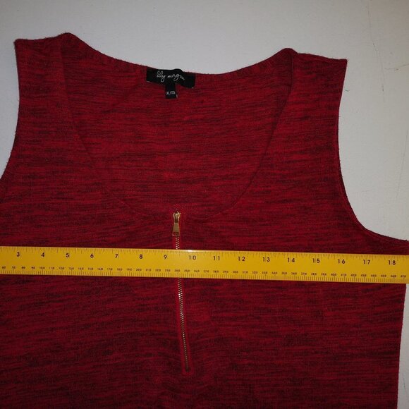 2 / $30.00 - Lily Morgan Ladies Size XL 1/4 Zip Red with Black Tweed Maxi Dress - Picture 9 of 10